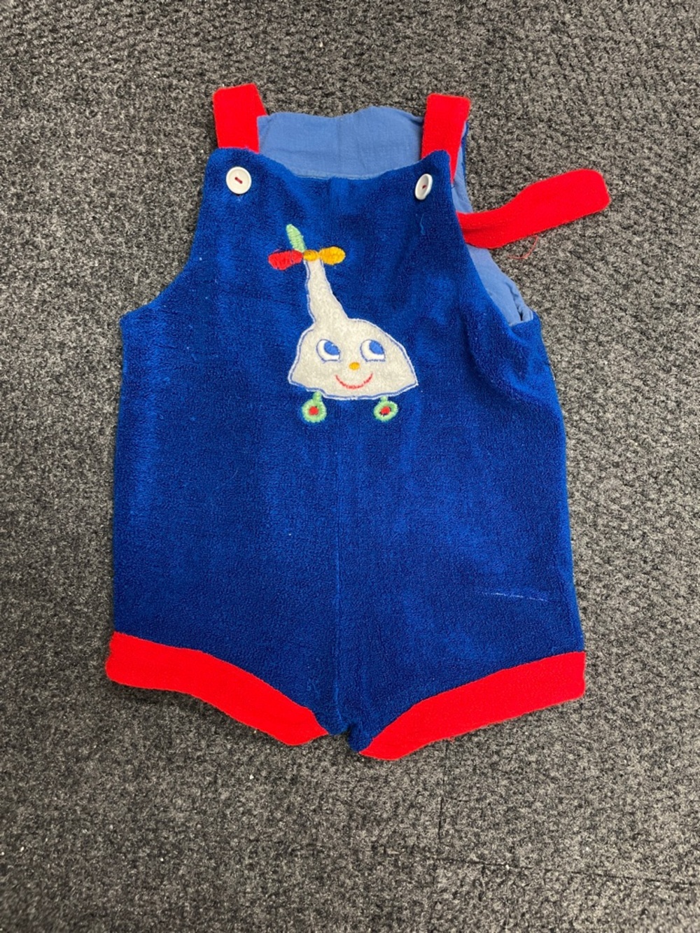 Vintage Baby Terry cloth one piece romper helicopter sleeveless 3-6 months